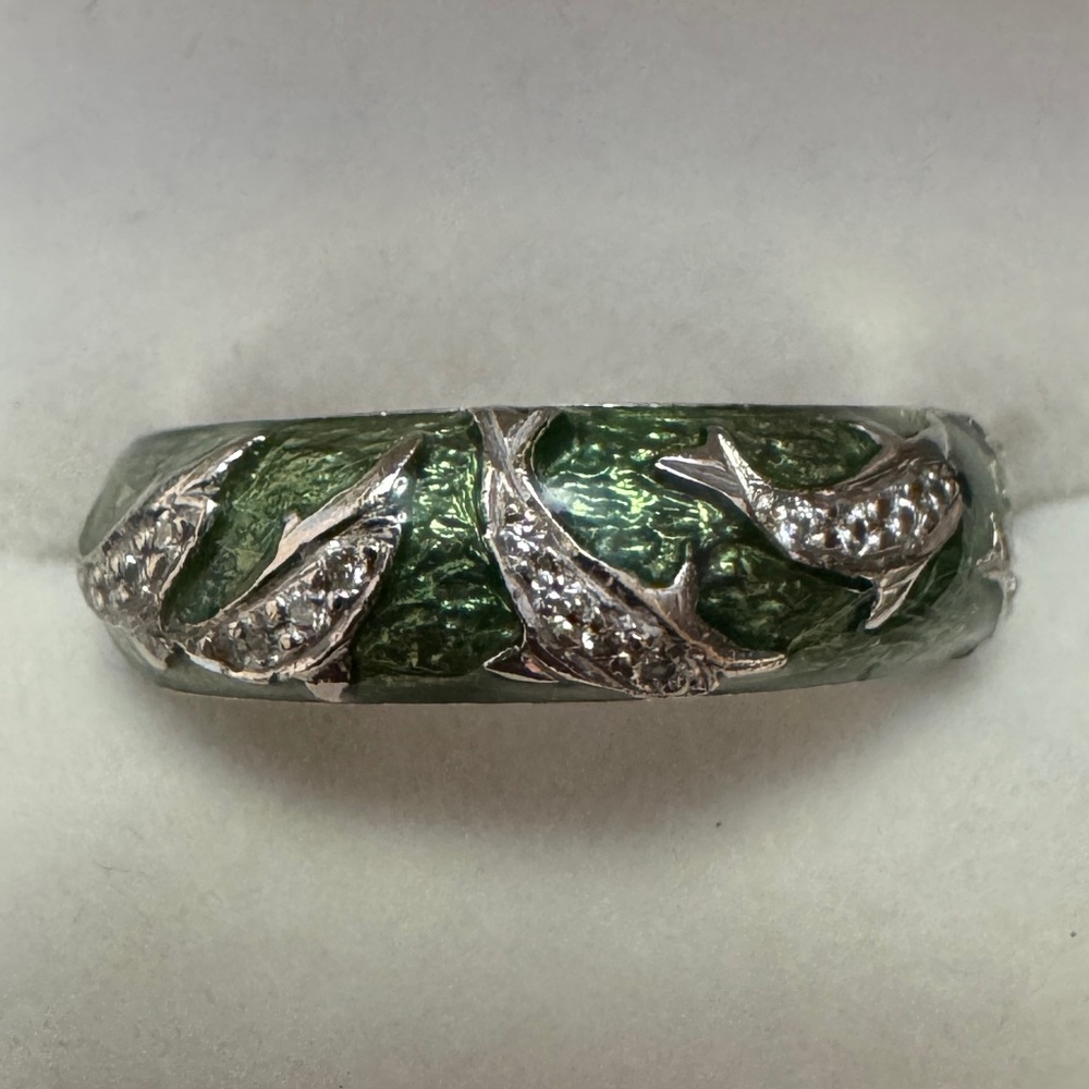 Hidalgo Dolphin Enamel Ring 18K WG